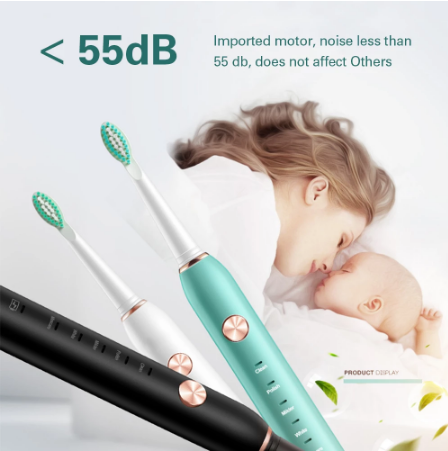 Csfhtech Sonic Electric Toothbrush USB Rechargeable 5 Modes Ultrasonic Automatic Brush Timer Waterproof Dental Brush Teeth Whitening