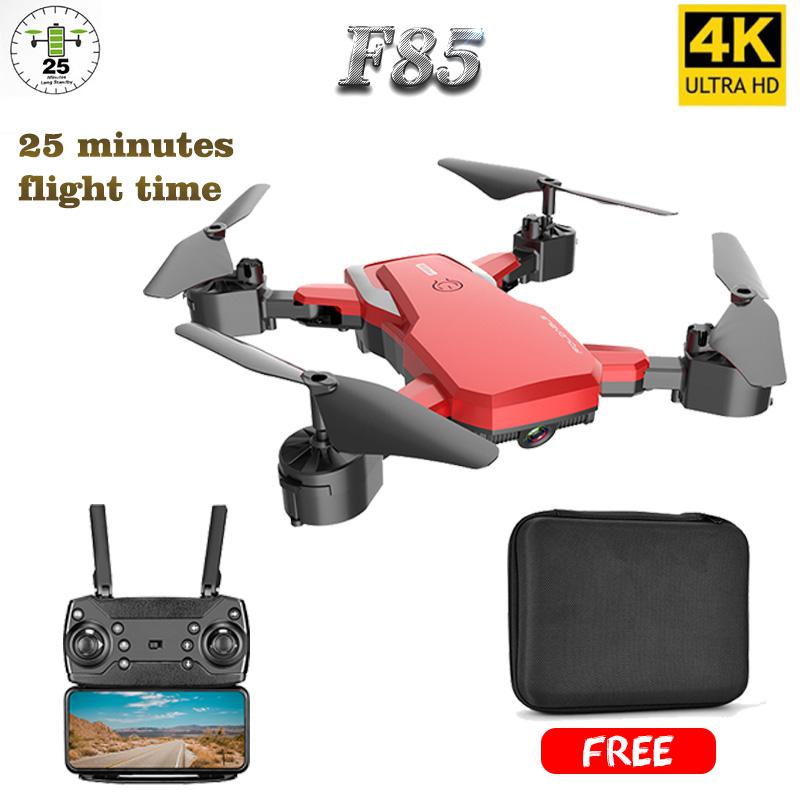 Csfhtech F85 Drone 4K HDCamera WIF I FPV 1080P Dual Camera Follow Me Foldable Quadcopter Red and Black RC Drone Long Battery Life Toy