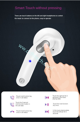Csfhtech Globleseller New Funny Gift TWS 5 point1 Bluetooth Earphone Touch Control Earbud Stereo Portable Wireless Headset For Iphone Huawei Xiaomi Samsung