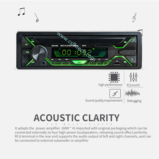 Csfhtech Car Radio Stereo Player 3010 Autoradio Aux Input Receiver 1din Bluetooth Stereo Radio MP3 Multimedia Player Support FMWMAUSB