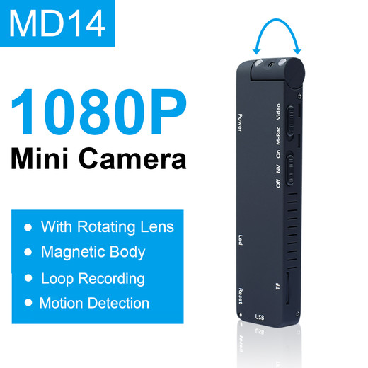 Csfhtech MD14L Mini Camera 1080P Micro Camcorder HD Night Vision 1080P Aerial Sports Smart DV Voice Sport Micro Cam
