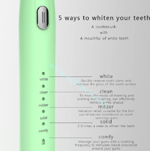 Csfhtech Electric Toothbrush S802 Waterproof Automatic Sonic ToothBrush Rechargeable 5 Models with 2 Brush Heads