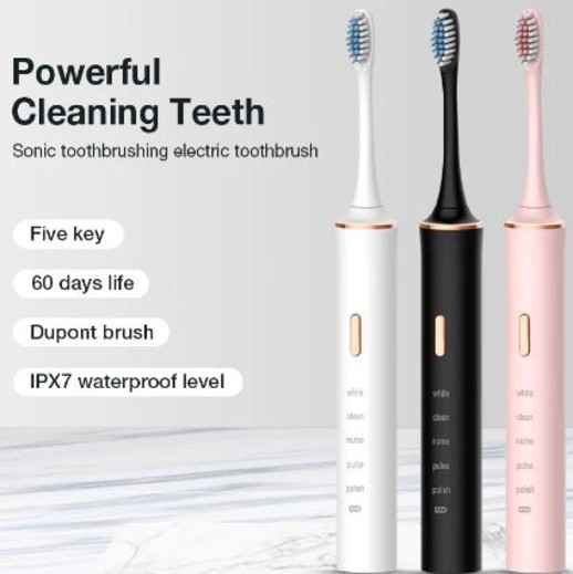 CsfhtechElectric Toothbrush Adult Timer Brush 5 Mode USB Charger Rechargeable Tooth Brushes Replacement Heads Set
