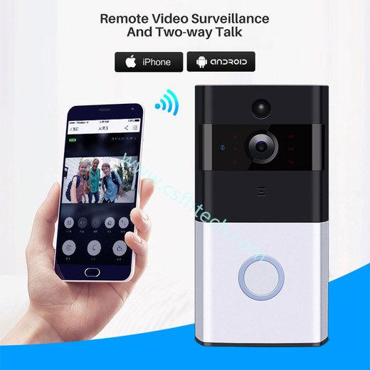 Csfhtech Ring Doorbell With Camera WiFi Video Wireless Intercom Bell Chime Ring Doorbell Camera Two-Way Audio APP Control Battery Powered