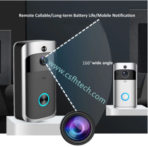 Csfhtech Smart Doorbell Camera Wifi Wireless Call Intercom Video-Eye for Apartments Door Bell Ring for Phone Home Security Cameras