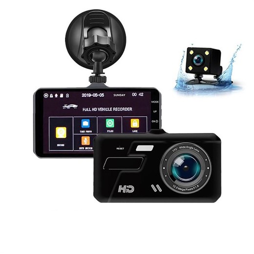  Csfhtech Car DVR Dash Cam Car Video Recorder Dual Lens Full Touch HD 1080P 4 IPS Vehicle Camera Front+Rear Night Vision Gsensor Parking