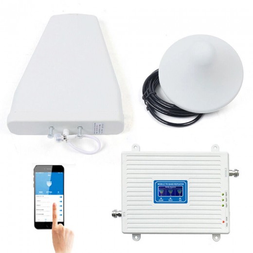 AMPLIFIER 900/1800/2100 GSM DCS 2G/3G/4G LTE SIGNAL BOOSTER,ANTENNA,ADAPTER