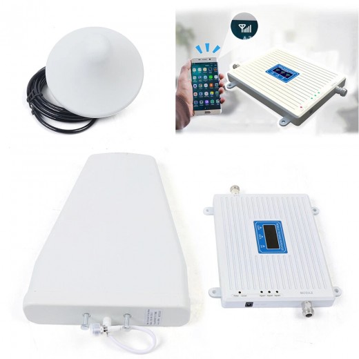 AMPLIFIER 900/1800/2100 GSM DCS 2G/3G/4G LTE SIGNAL BOOSTER,ANTENNA,ADAPTER