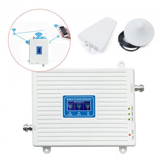 AMPLIFIER 900/1800/2100 GSM DCS 2G/3G/4G LTE SIGNAL BOOSTER,ANTENNA,ADAPTER